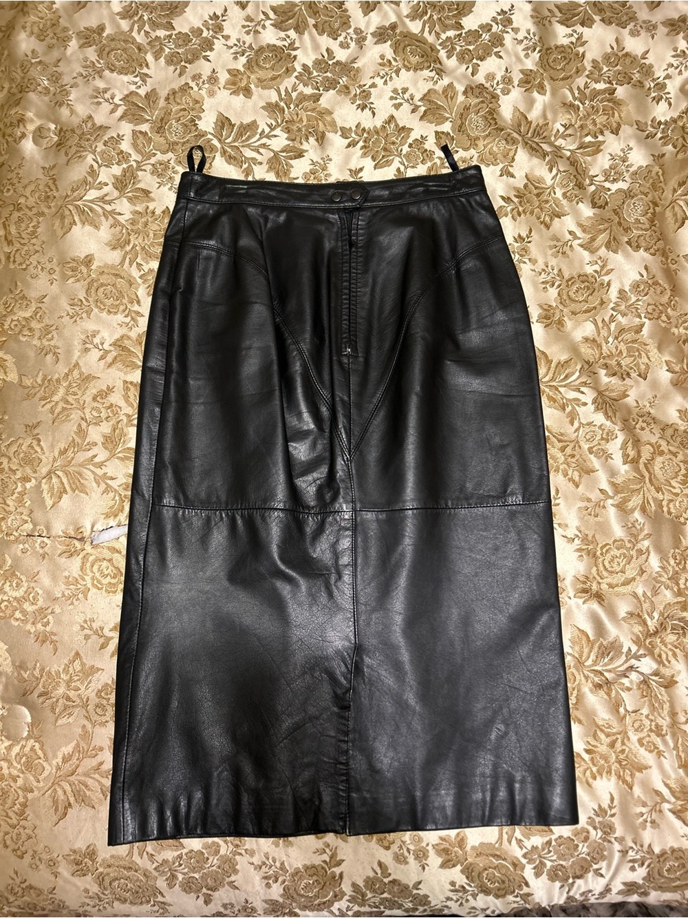 Leather Black Midi Pencil Skirt